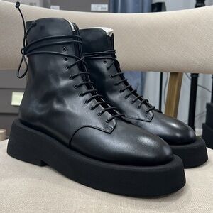 Marsell Gomme Gommellone Polacchino Lace Up Ankle Black Boots